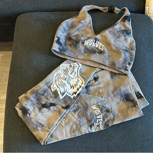 Darc Sport brown/gray and Black Tie-Dye Leggings Set